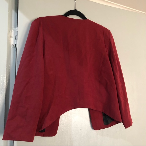 Crop Over coat Size 10 women’s open jacket dark red smart casual work - Picture 4 of 10